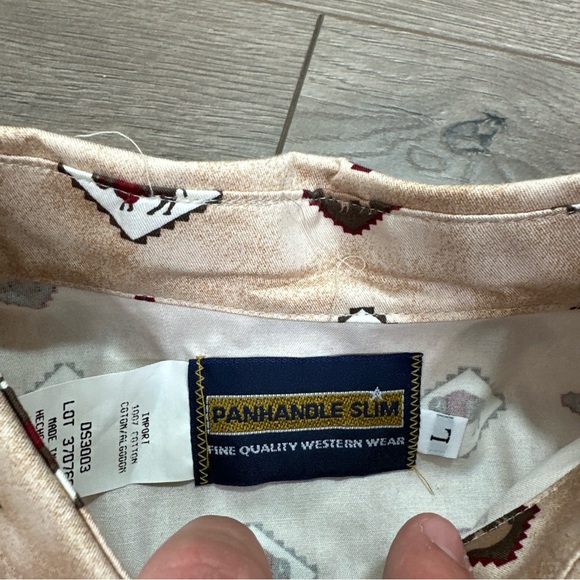 Vintage Panhandle Slim Buffalo Animal Diamond Aztec Western Shirt USA Made Large - Picture 6 of 8